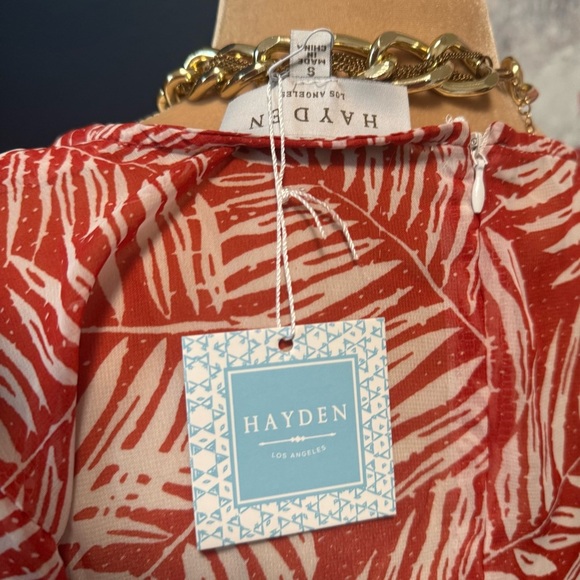 Hayden LA Orange and White Flutter Sleeve Dress S NWT - Picture 6 of 7